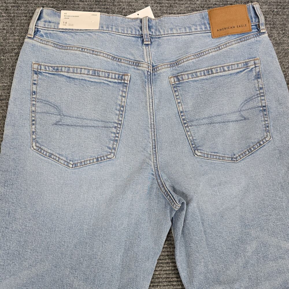 American Eagle Strigid Ex-Boyfriend Jeans Womens 14 Light Wash Studded NWT 32W - Picture 5 of 8